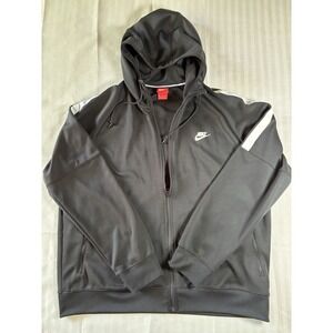 Nike Men's Sweatshirt Hoodie Black White Stripes Zipper Pockets  2XL